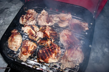 christmas barbecue forest winter meat