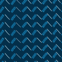 Blue unique chevron stripes seamless pattern background