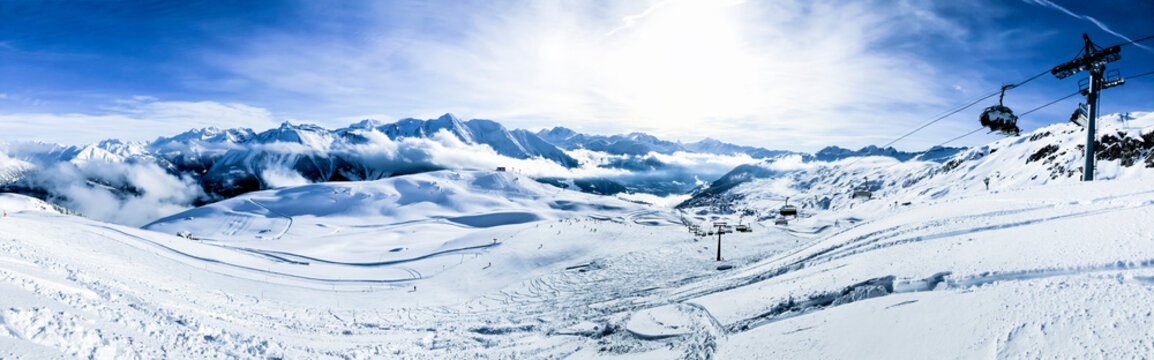 panoramic picture of bettmeralp ski area