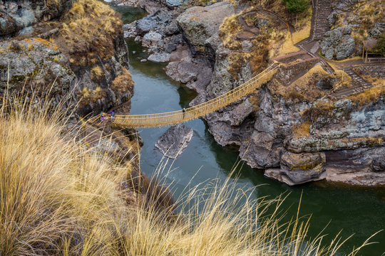 Fototapeta Inca Qeswachaka bridge made of grass.