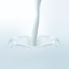 Milk splash seamless pattern. 3d realistic yogurt wave border on blue background. Vector milk package design.