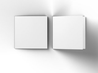 Brochure in square format folded to two - mockup. 3d illustration