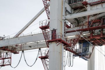Overhead gantry crane detail. Industrial. Grunge. Porto de Leixões, Portugal.