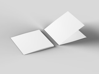 Brochure in square format folded to two - mockup. 3d illustration