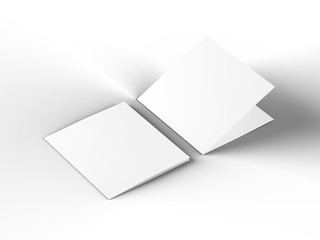 Brochure in square format folded to two - mockup. 3d illustration