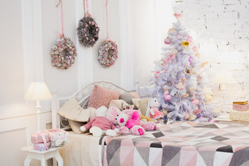 children's Christmas room in soft colors