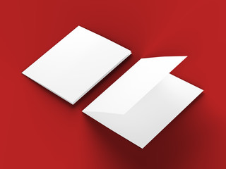 Brochure in square format folded to two - mockup. 3d illustration