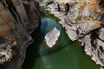 Inca Qeswachaka bridge made of grass.