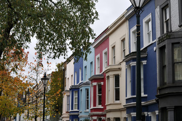 Fototapeta na wymiar colorful facades of houses in Notting Hill, London