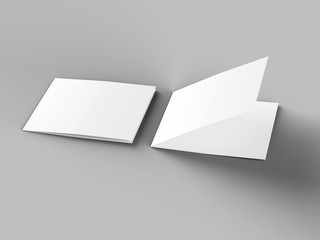 Brochure in square format folded to two - mockup. 3d illustration