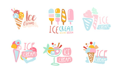 Ice-Cream Labels or Logos Original Design Vector Set