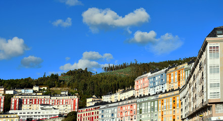House buildings in Viveiro, Lugo, Galicia. Spain. Europe.