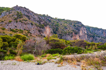 Rocky mountains landscape of Cilento Vallo di Diano and Alburni National park in province of Salerno in Italy