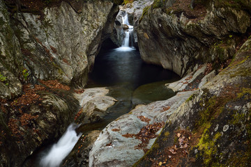 Plunge pool at Texas Falls in Green Mountain National Forest Vermont USA in the Fall