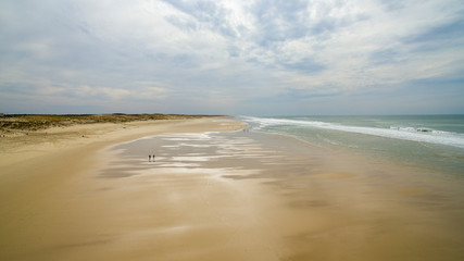 huge beach on the Atlantic coast seen from air