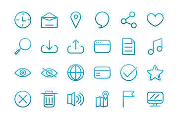 user interface icons set blue gradient