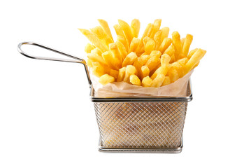 one serving of french fries  isolated on a white background