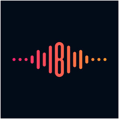 letter B with Pulse music player element. Logo template electronic music, equalizer, store, dj, nightclub, disco. Audio wave logo concept, Multimedia Technology themed, Abstract Shape. - vector