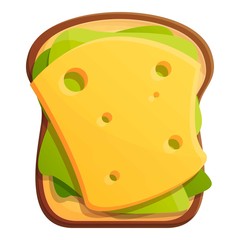 Morning toast cheese icon. Cartoon of morning toast cheese vector icon for web design isolated on white background