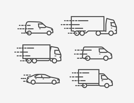 Transportation icon set. Transport, delivery symbol. Vector illustration