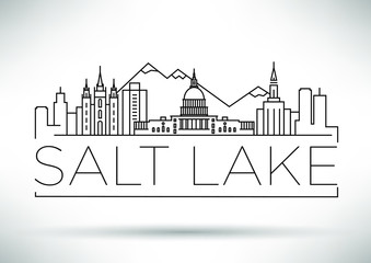 Minimal Salt Lake City Linear Skyline with Typographic Design