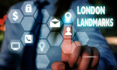 Conceptual hand writing showing London Landmarks. Concept meaning most iconic landmarks and mustsee...