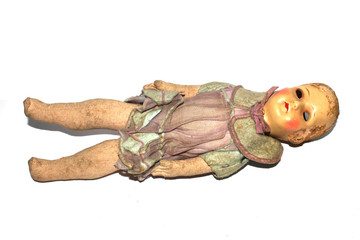 Weird Freaky Toy Doll Parts on White Background