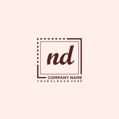 ND Initial handwriting logo concept, with line box template vector