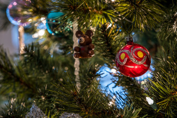 Beautiful Colorful Christmas tree decorations.