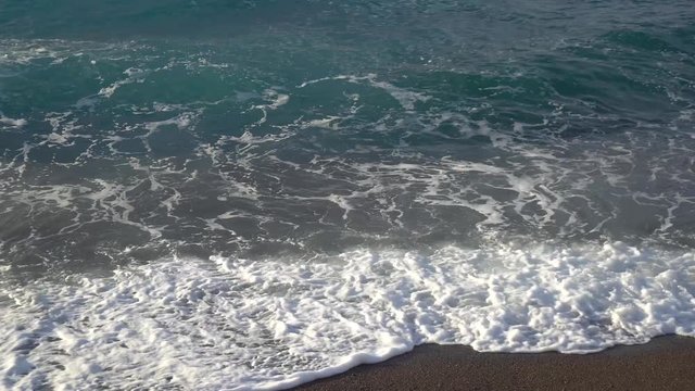Beautiful Sea Splashing Wave on the Positano Beach. Seascape. Nature. Italy.