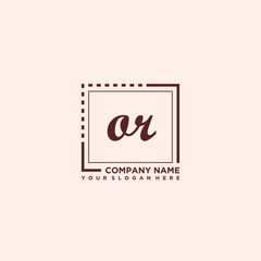 OR Initial handwriting logo concept, with line box template vector