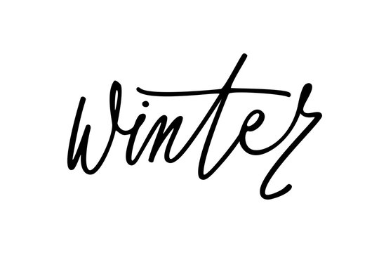 winter - hand written word, calligraphic lettering, element for your design postcards, calendar, t-shirts, advertising