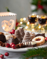 Beehives and other typical Czech Christmas cookies on a plate