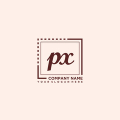 PX Initial handwriting logo concept, with line box template vector