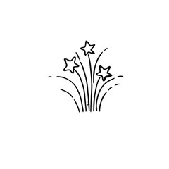 Salute ink hand drawn sketch, winter holiday design element black outline icon on white