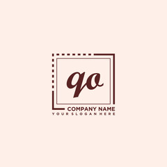 QO Initial handwriting logo concept, with line box template vector
