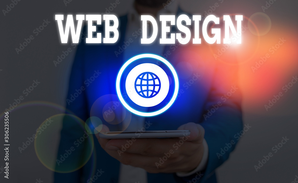 Poster text sign showing web design. business photo showcasing website development designing and process of