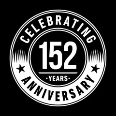 152 years anniversary celebration logo template. One hundred fifty two years vector and illustration.