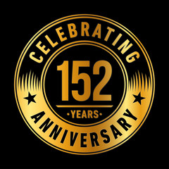 152 years anniversary celebration logo template. One hundred fifty two years vector and illustration.