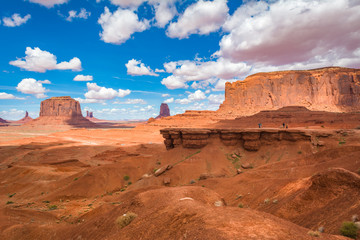 Famous red rocks of Monument Valley. John's Ford Point. Navajo Tribal Park landscape, Utah/Arizona, USA