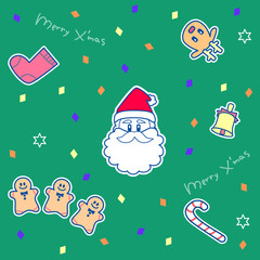 カラフルでかわいいクリスマスのシームレスパターンイラスト