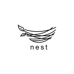 nest illustration logo design symbol vector template - obrazy, fototapety, plakaty