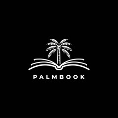 book with palm tree logo design symbol vector template