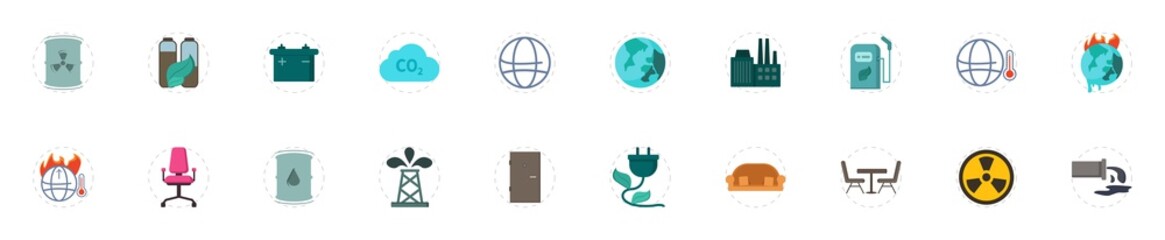 Fototapeta premium Vector set of environmental, recycling icons. eco colorful vector flat icon set for mobile concept and web apps design.