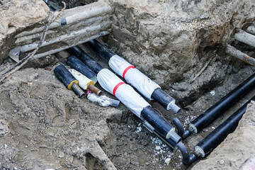 replacement of underground district heating pipes on city street