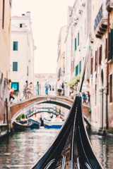 Fototapeta na wymiar Gondola on along canal in Venice, Italy, Europe.