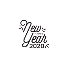 Elegant Happy New Year 2020 logo text design. Cover of business diary for 2020 with wishes. Brochure design template, card, banner. Vector illustration.