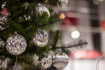 Christmas background decorations on Christmas tree