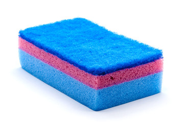 Cheap blue washcloth on a white background