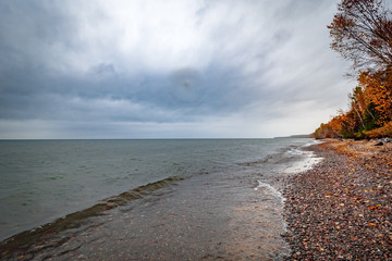 dramatic cloudy horizon over the great lakes superior